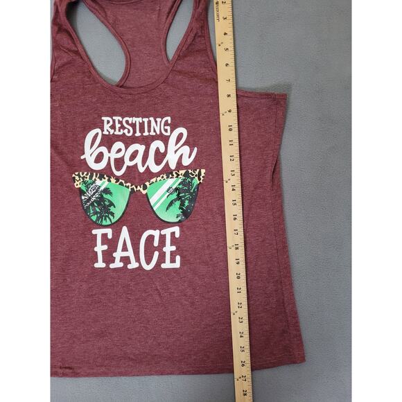 Womens Graphic Tank-Top Tee- Resting Beach Face- Funny- Size Large - Picture 3 of 5